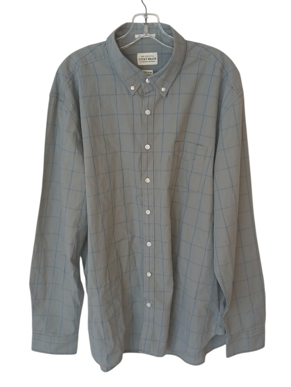 Lucky Brand White Label Fit Gray And Blue Button-Down Shirt Size XXL NWT